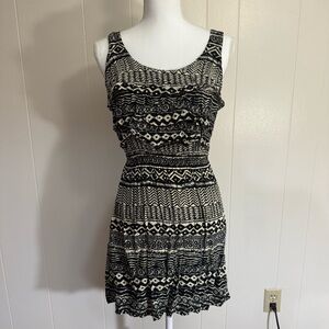 Black and White Aztec Patterned Women's Dress